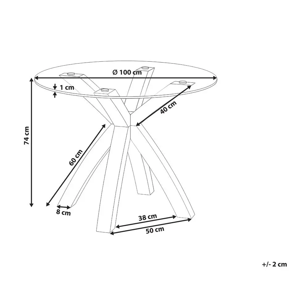 YAPP - Eettafel - Lichtbruin - 100 x 100 cm - Glas