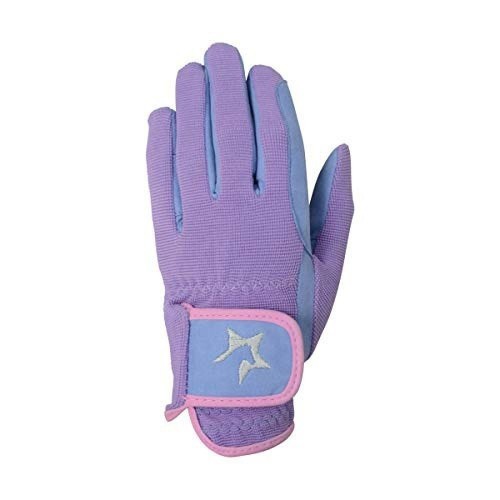 Luvas de montaria infantis Zeddy, lavanda/azul petróleo/rosa blush