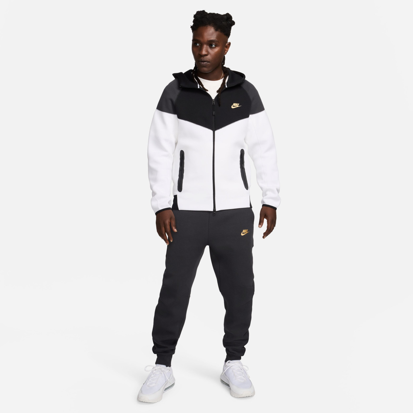 Nike Tech Fleece Sportswear Vest Wit Zwart Donkergrijs Lichtgeel