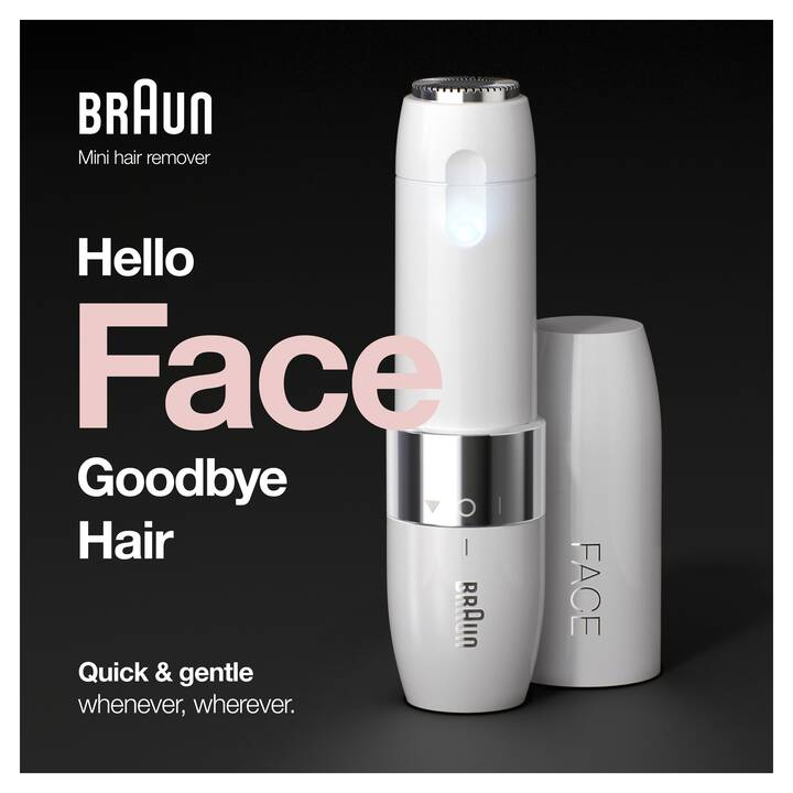 Mini Face Hair Remover FS1000 Gesichts Haarentfernung Elektrischer Rasierer (inkl. Batterie) - Weiss / Silber