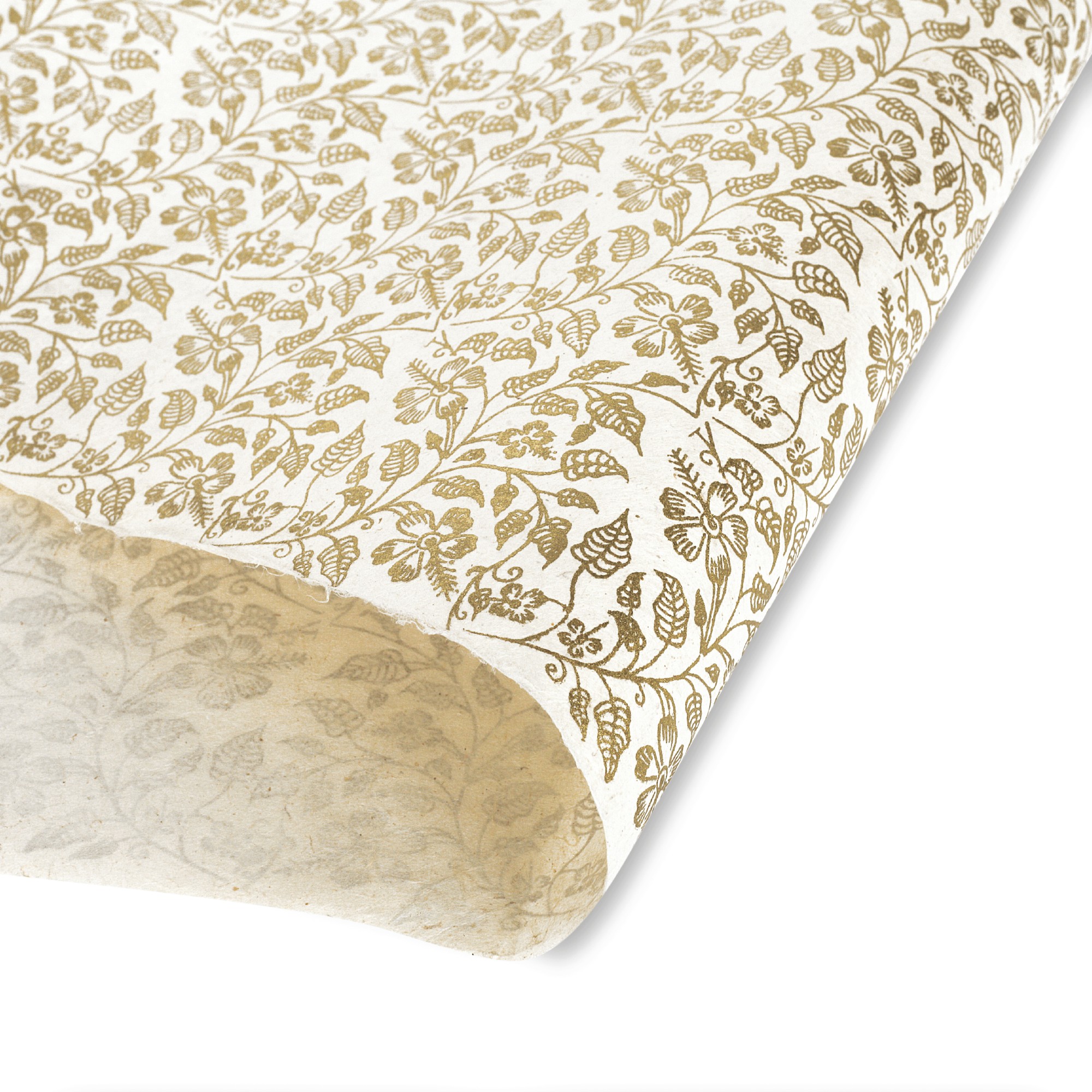 Geschenkpapier 'Blumen', weiß-gold, T 76 cm, B 51 cm günstig bestellen