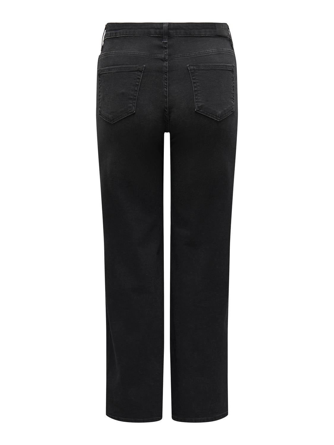 CARWILLY Hohe Taille Weiter Beinschnitt Jeans Black Denim