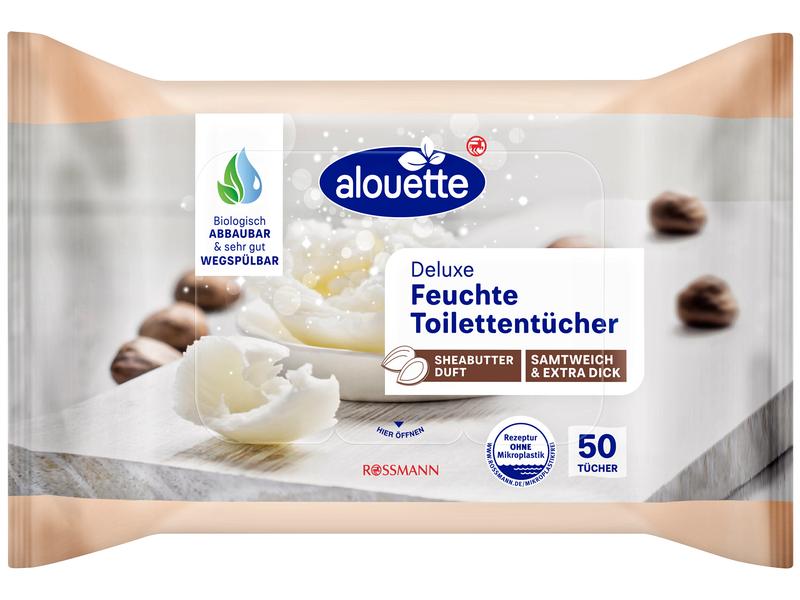 alouette Feuchttücher Deluxe Sheabutter 3 x 50 Stück Feuchte Toilettentücher