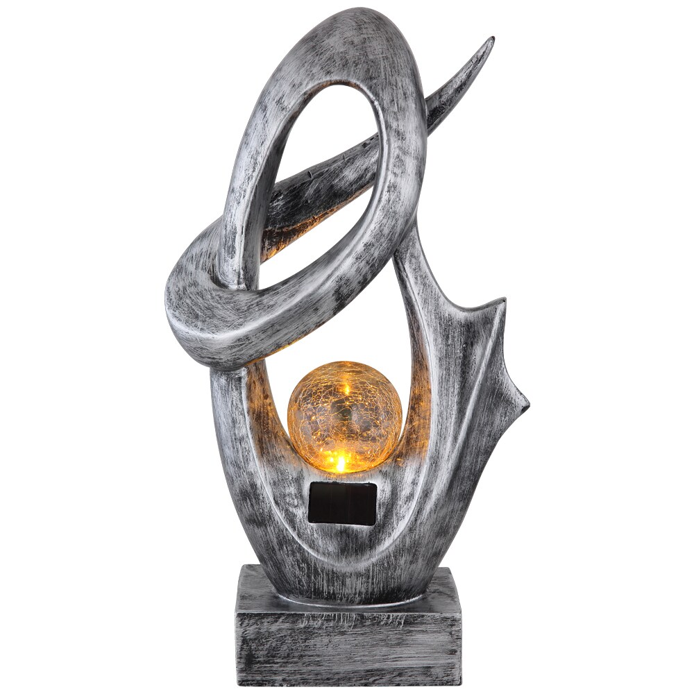 LED Solarleuchte, silber, Glas Crackle Design H 45 cm