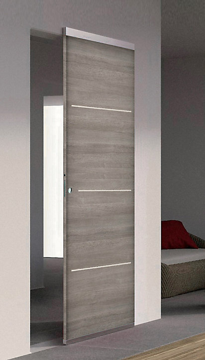 Porte coulissante Triaconta gris clair H.204 x l.93 cm
