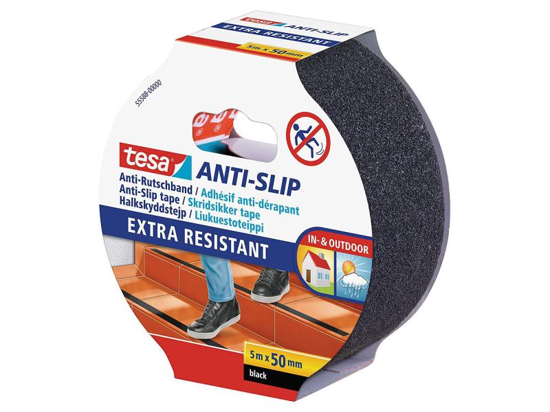 tesa Anti-Rutschband 5 m x 50 mm Schwarz Anti-Rutschband, 50 mm x 5 m