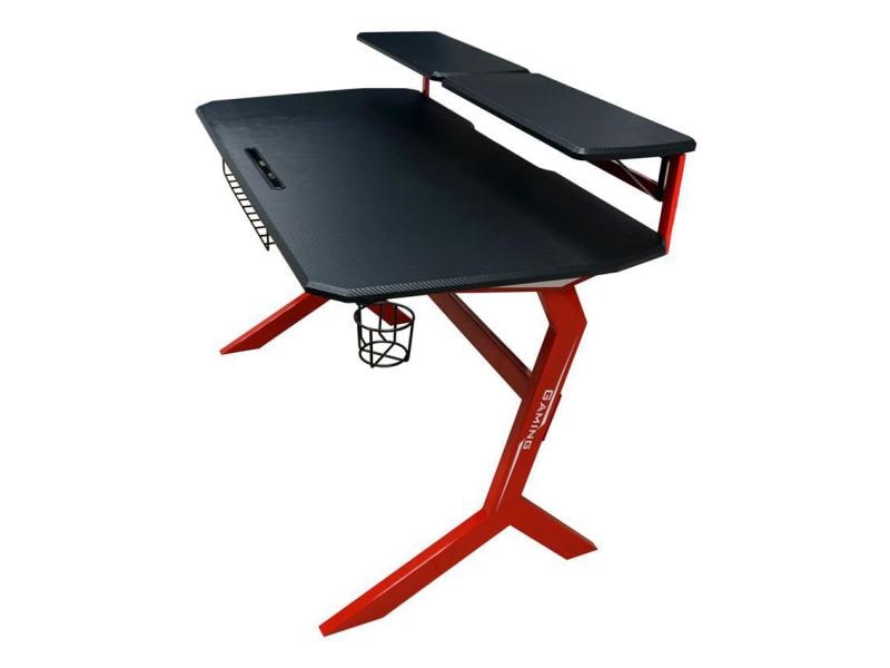LC-Power Gaming Tisch LC-GD-1R Schwarz/Rot Gaming-Schreibtisch für bis zu zwei Monitore