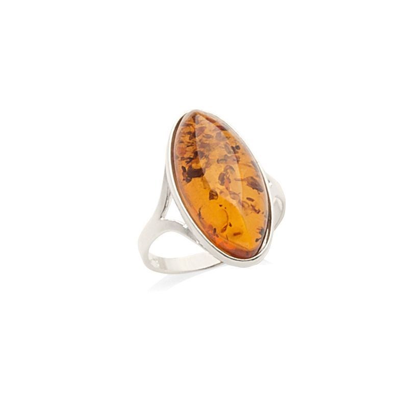 Bague argent 925 Ambre veritable de la mer Baltique