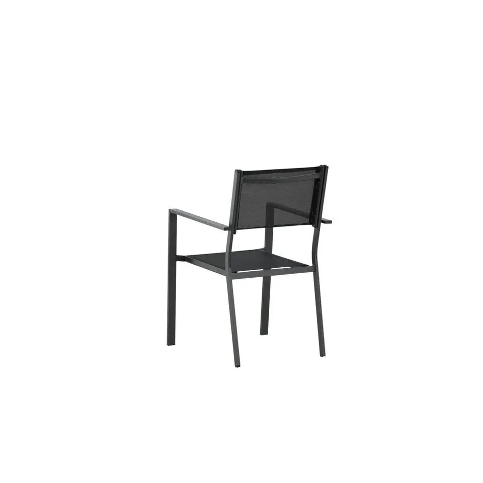 Nest outdoor Narda aluminium tuinstoel zwart - met armleuningen - set van 4