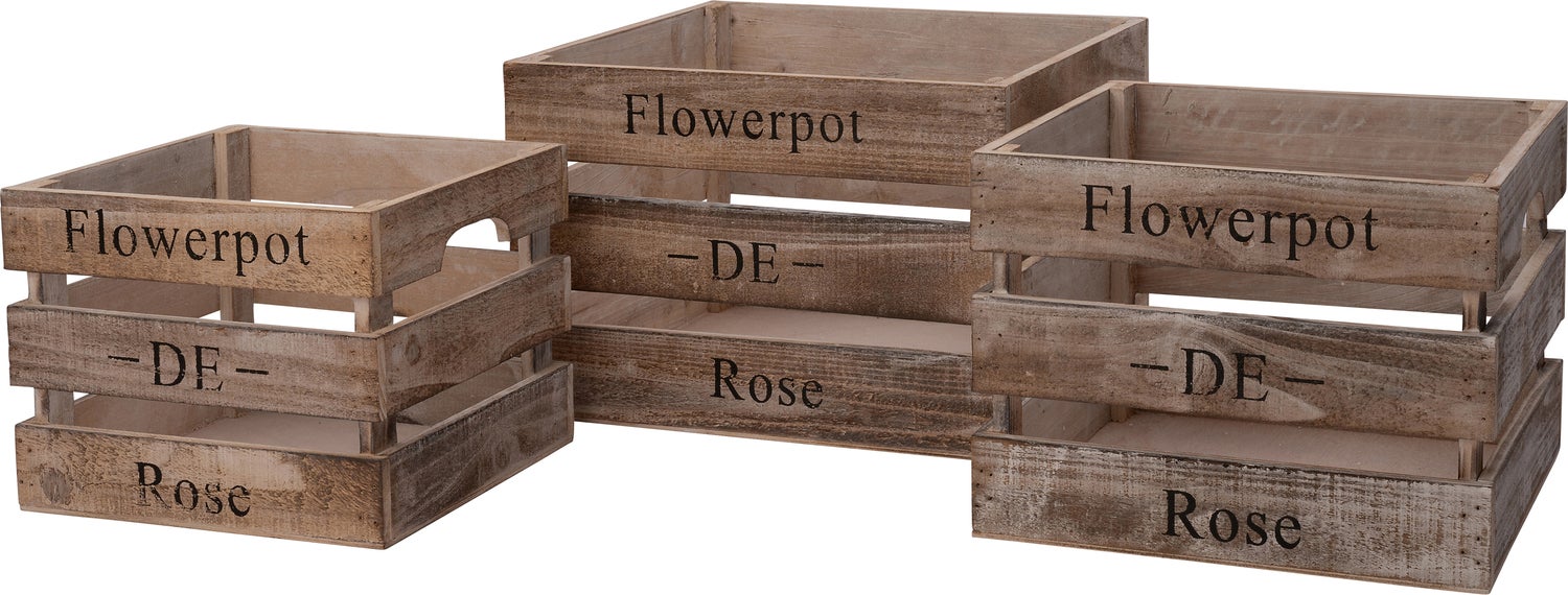 Intratuin houten krat Fleur bruin 32 x 32 x 22 cm