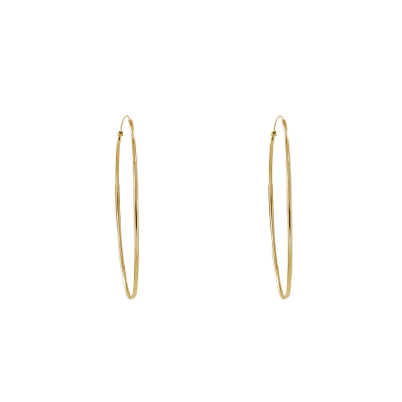 Boucles d'Oreilles Plaqué Or Fines Créoles 4cm