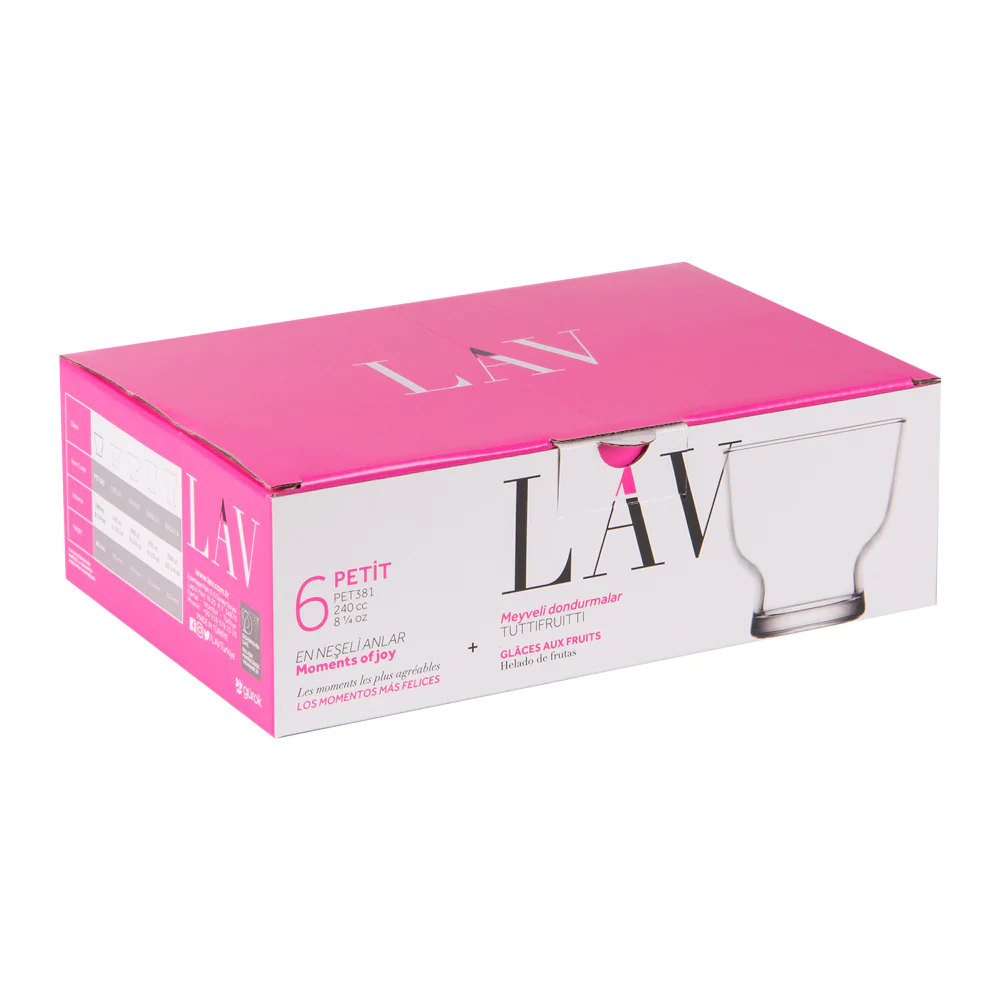 Boîte de 6 gobelets bas Petit 24 cl LAV