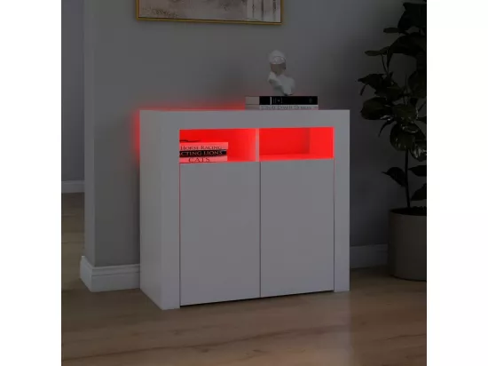Buffet avec lumières LED Blanc 80x35x75 cm