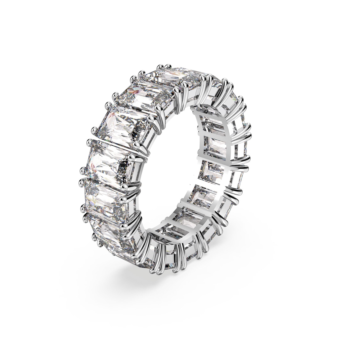 Swarovski Matrix Vittore Wide Ring, weiss, rhodiniert
