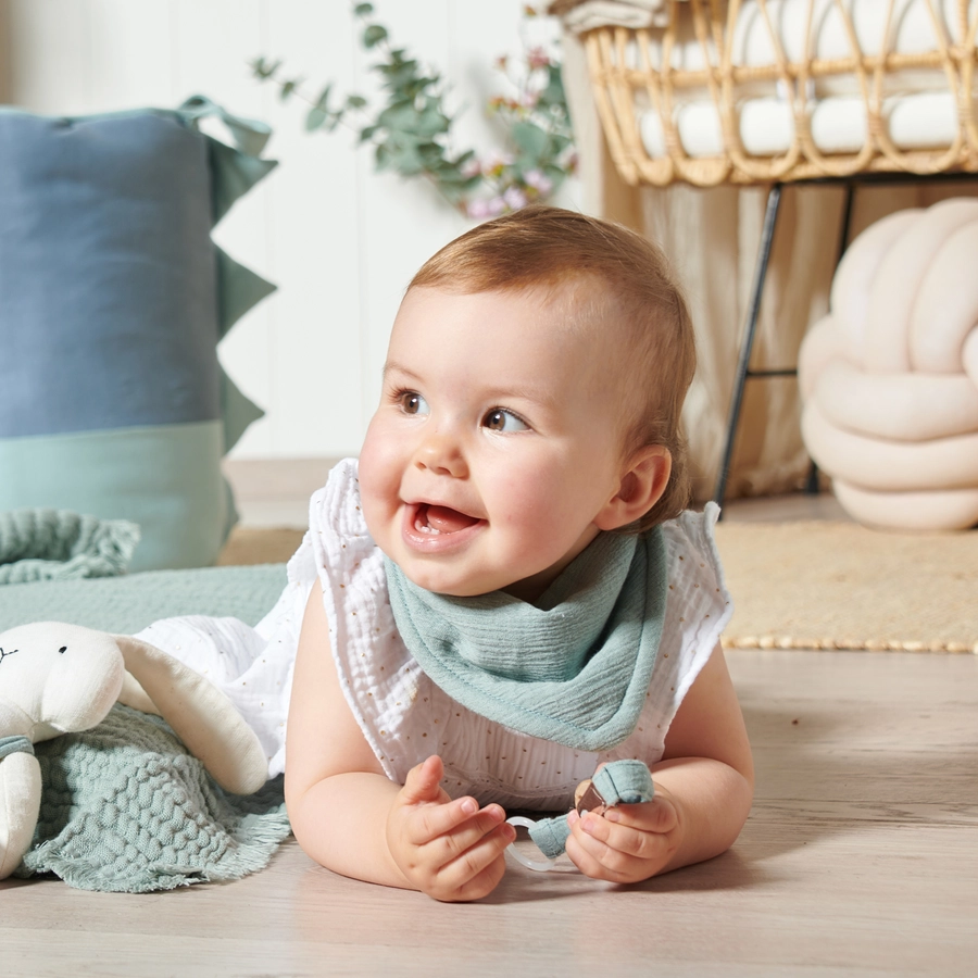 Nordic Coast Company Musselin Lätzchen-Set Grau & Mint