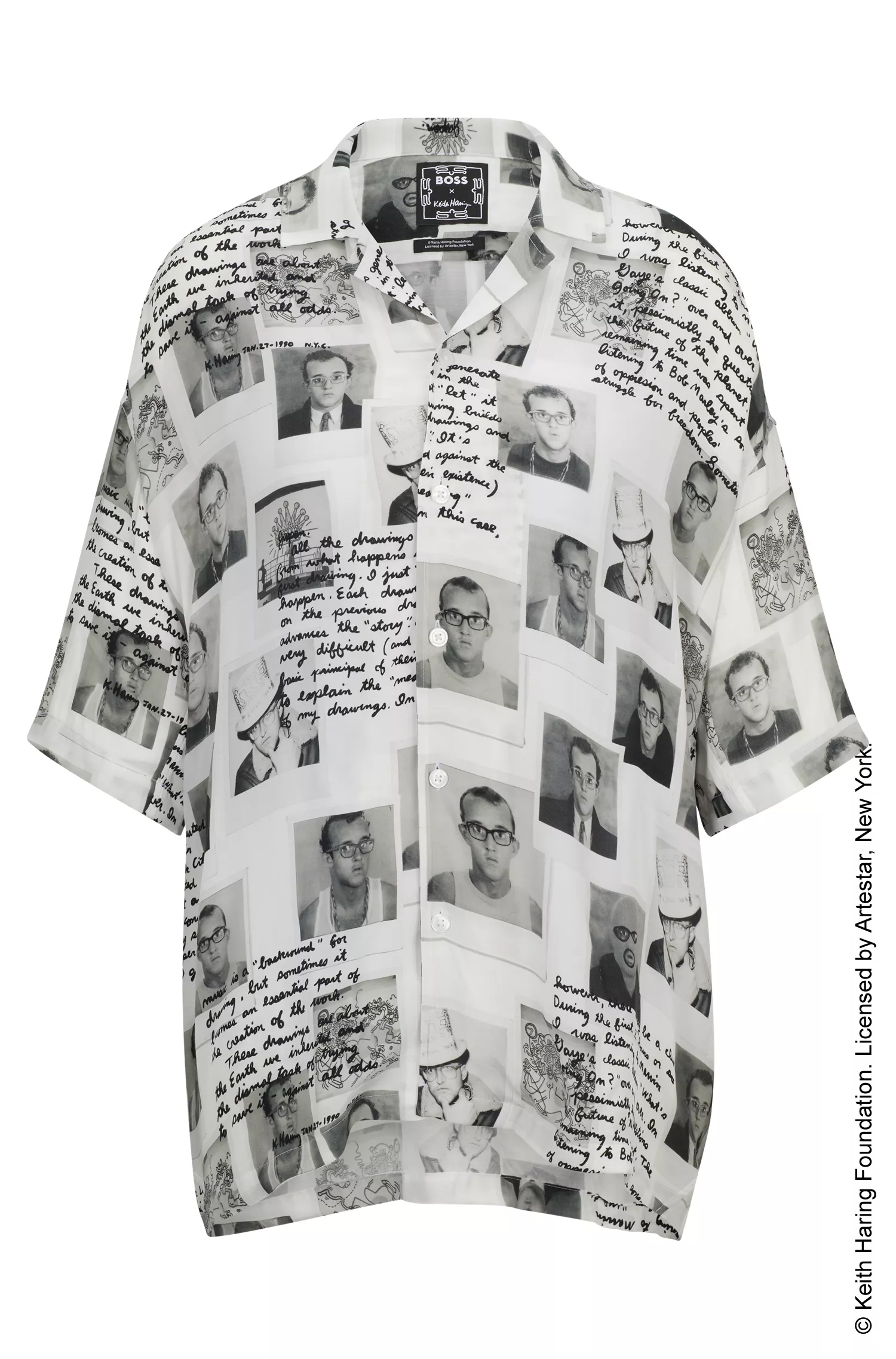 Blusa oversized unissex BOSS Black-BOSS x Keith Haring em lona.