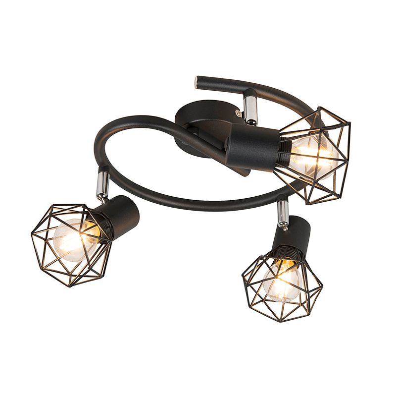 Art deco spot zwart draai- en kantelbaar 3-lichts - Mosh
