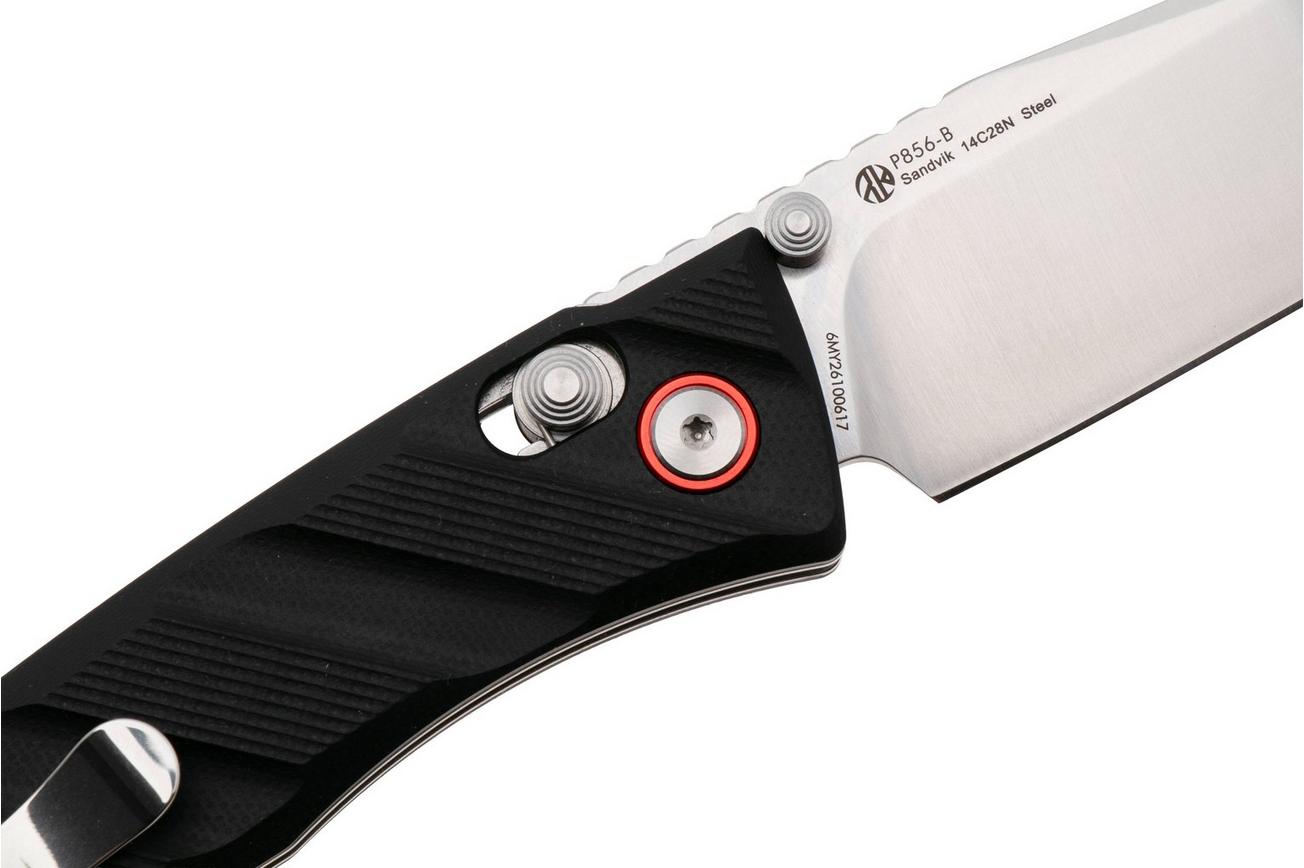 Ruike P856-B Satin 14C28N, Black G10, zakmes