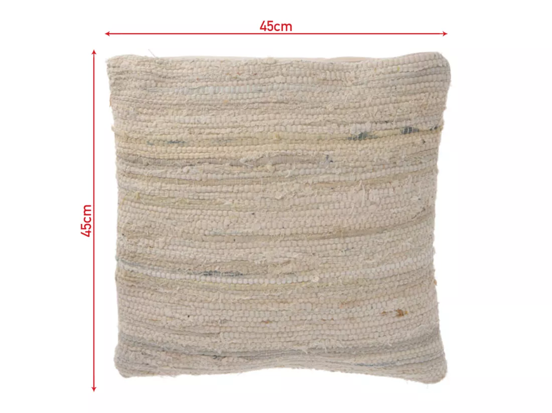 Coussin de Canapé Carré en Coton Denim Beige Déhoussable