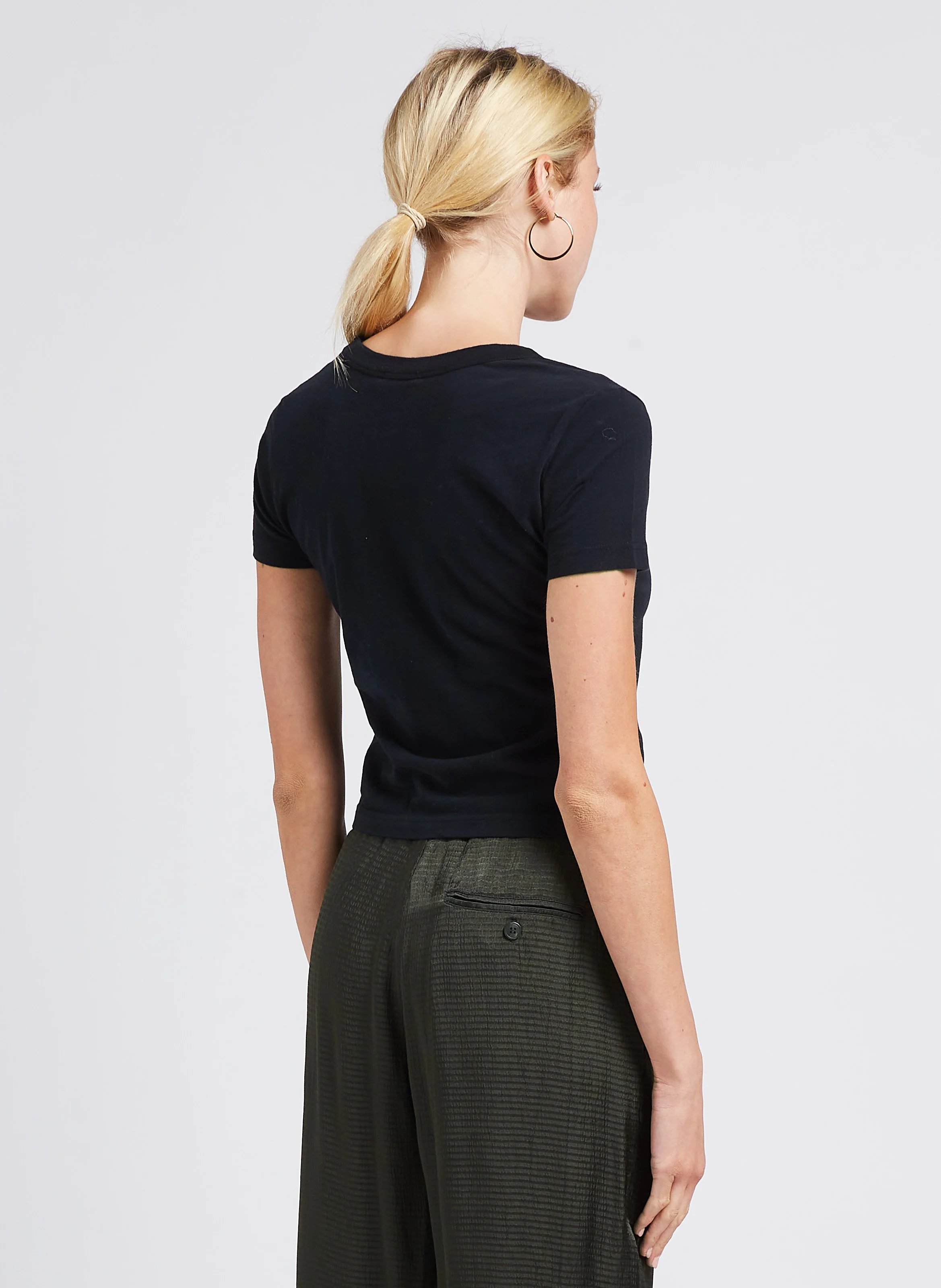 GAMIPY - Tee-shirt court col rond en coton | Noir