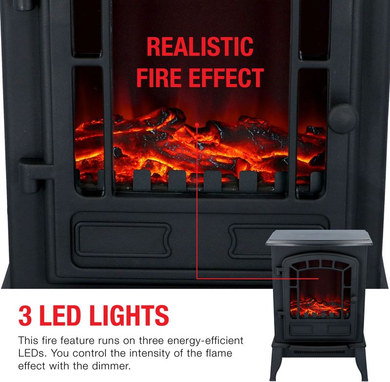 Classic Fire Sfeerhaard Elektrisch Torino - LED Vlammen - 2000W - Zwart