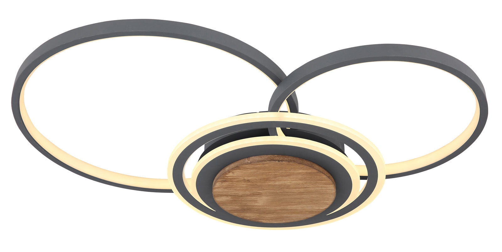 NIRRA Deckenlampe braun, grau 67256-40, B/H/T: 65 x 10 x 45 cm, Kunst., Metall, Holz