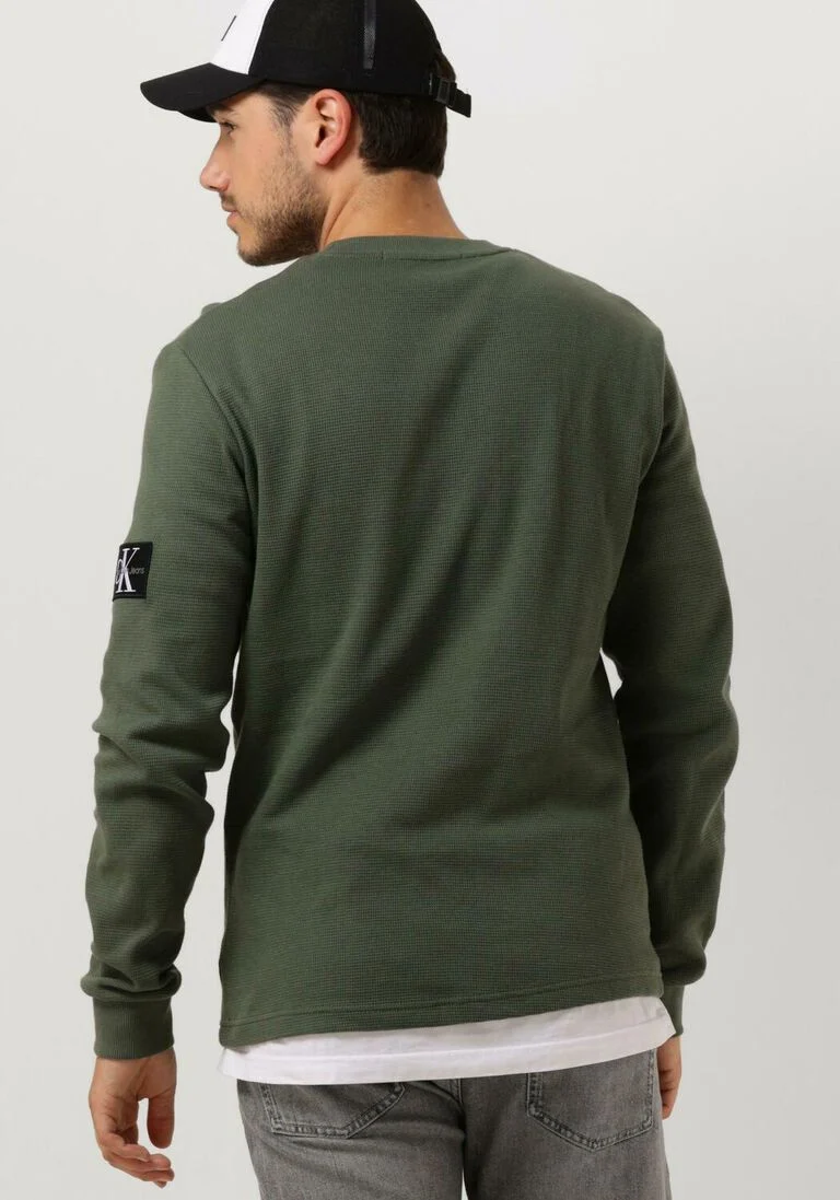 CALVIN KLEIN donkergroene calvin klein trui waffle ls tee