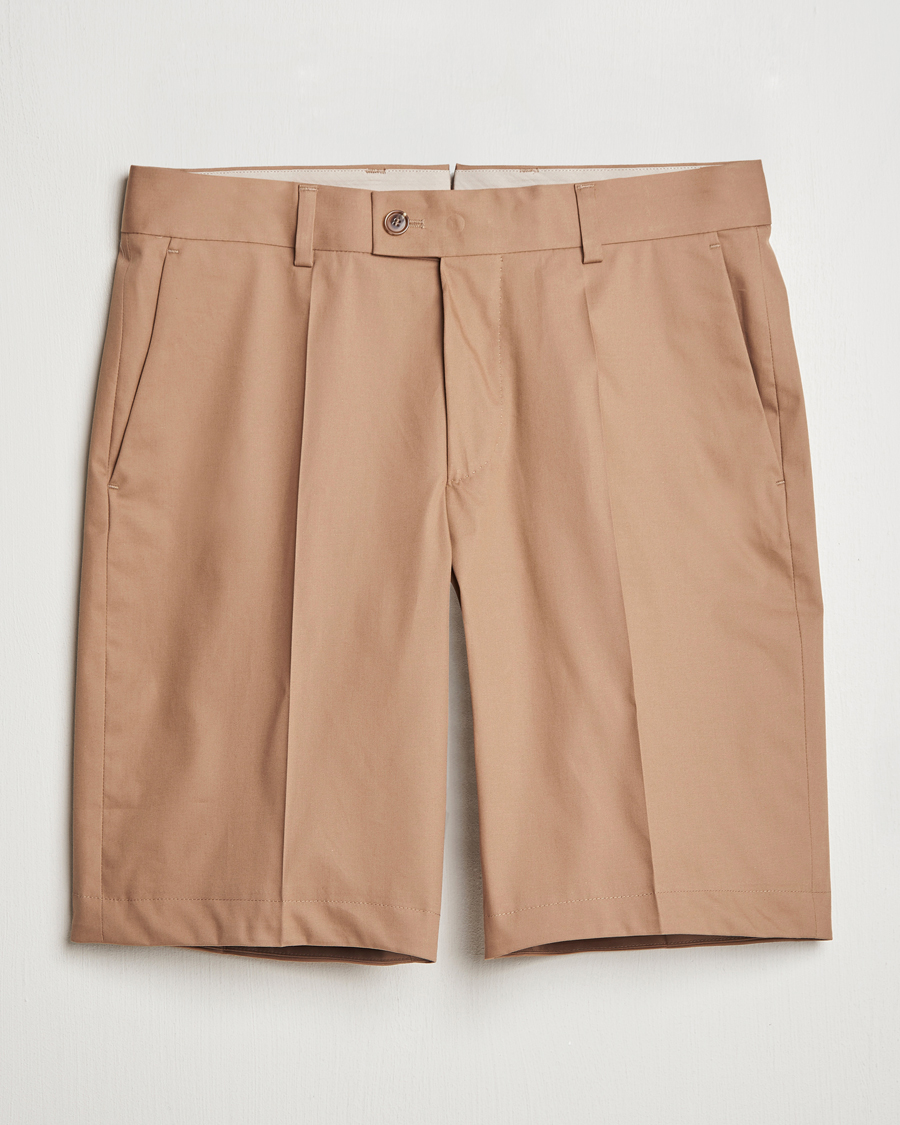BOSS CAMEL Peet Cotton Pleated Shorts Open Beige