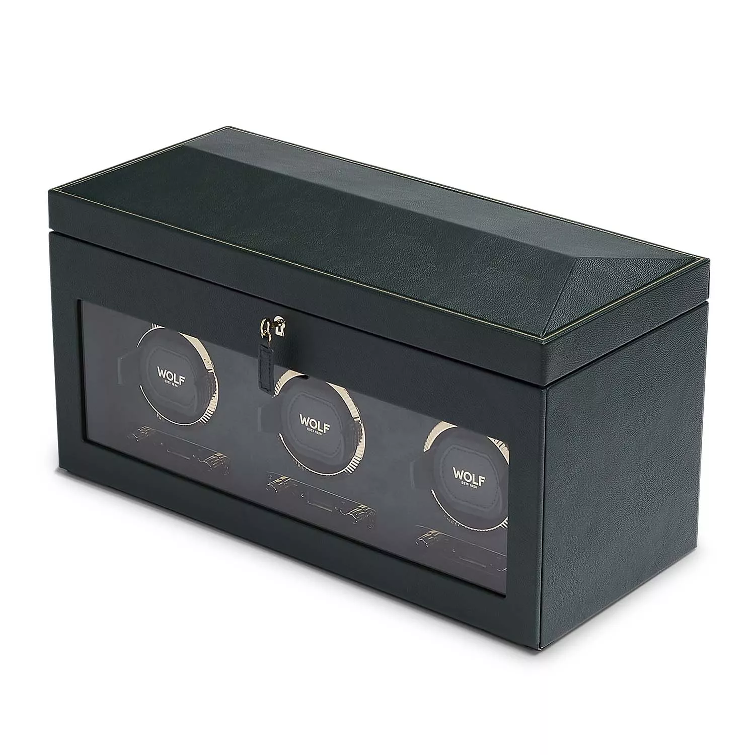 Wolf British Racing Green Watch Winder 3 ure Grøn Imiteret Læder 792341
