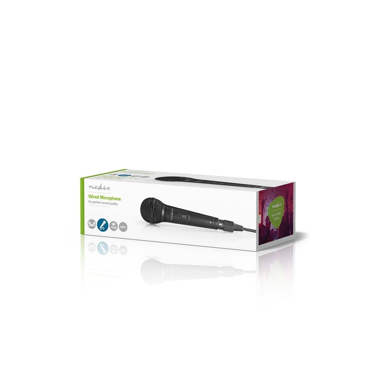 Nedis Wired mikrofon | Kardioid | Avtakbar kabel | 5.00 m | 80 Hz - 13 kHz | 600 Ohm | -72 dB | Av/på-bryter | Reiseveske inkludert | ABS / Aluminium | Sort