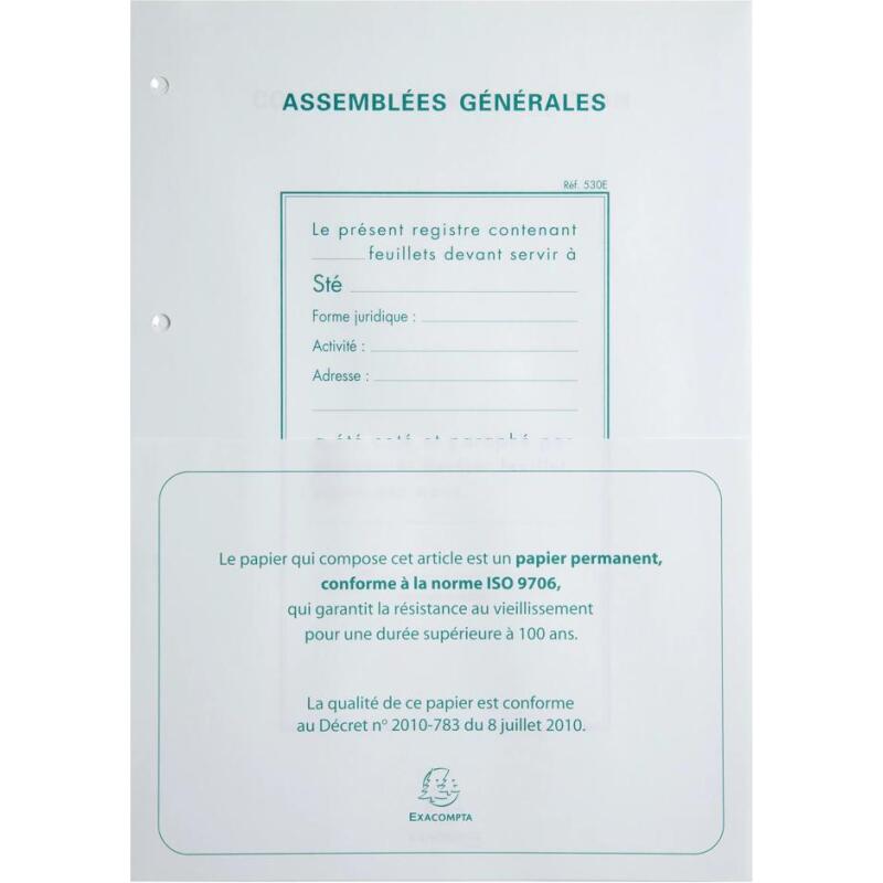 Recharge A4 pour reliures registres - 100 feuillets perforation 4 trous