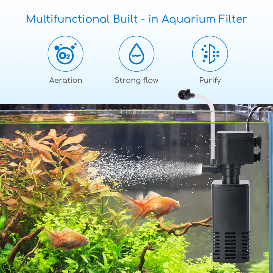 Filtro interno para aquário Nobleza de 20 a 80 litros com vazão de 400 L/h, 4W