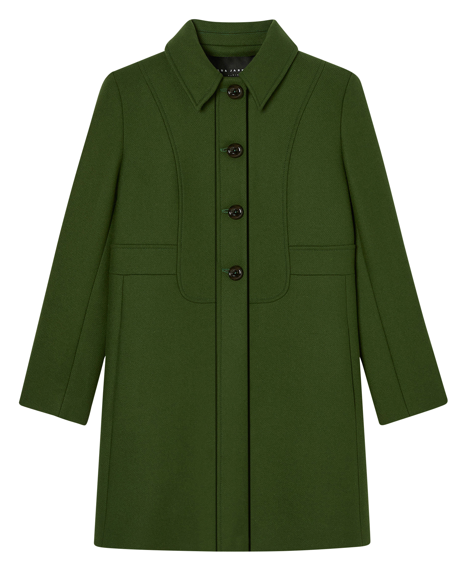 MADELINE - Manteau droit en laine mélangée | Vert