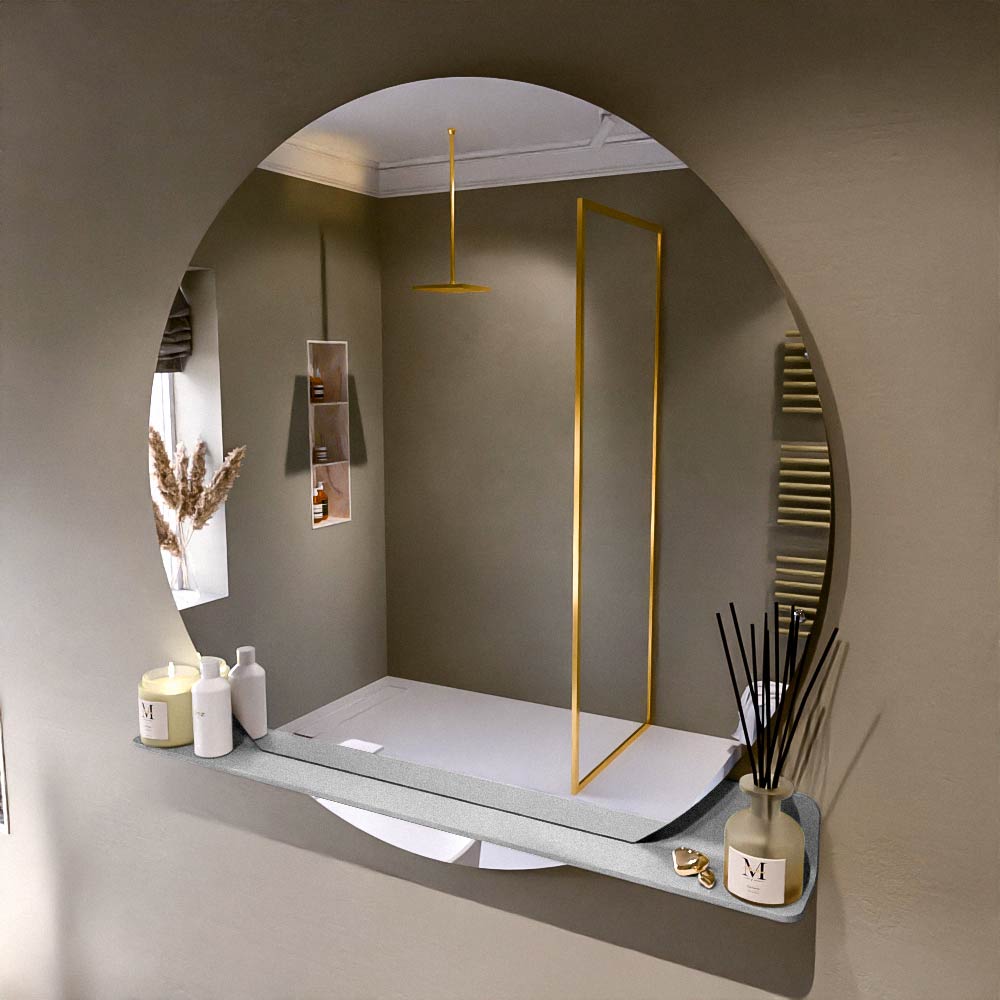 Mondiaz Spot spiegel rond Ø120cm met planchet plata
