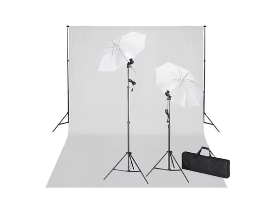 VIDAXL - Flash Kit de studio avec toile de fond blanche 600x300 cm et lumi...
