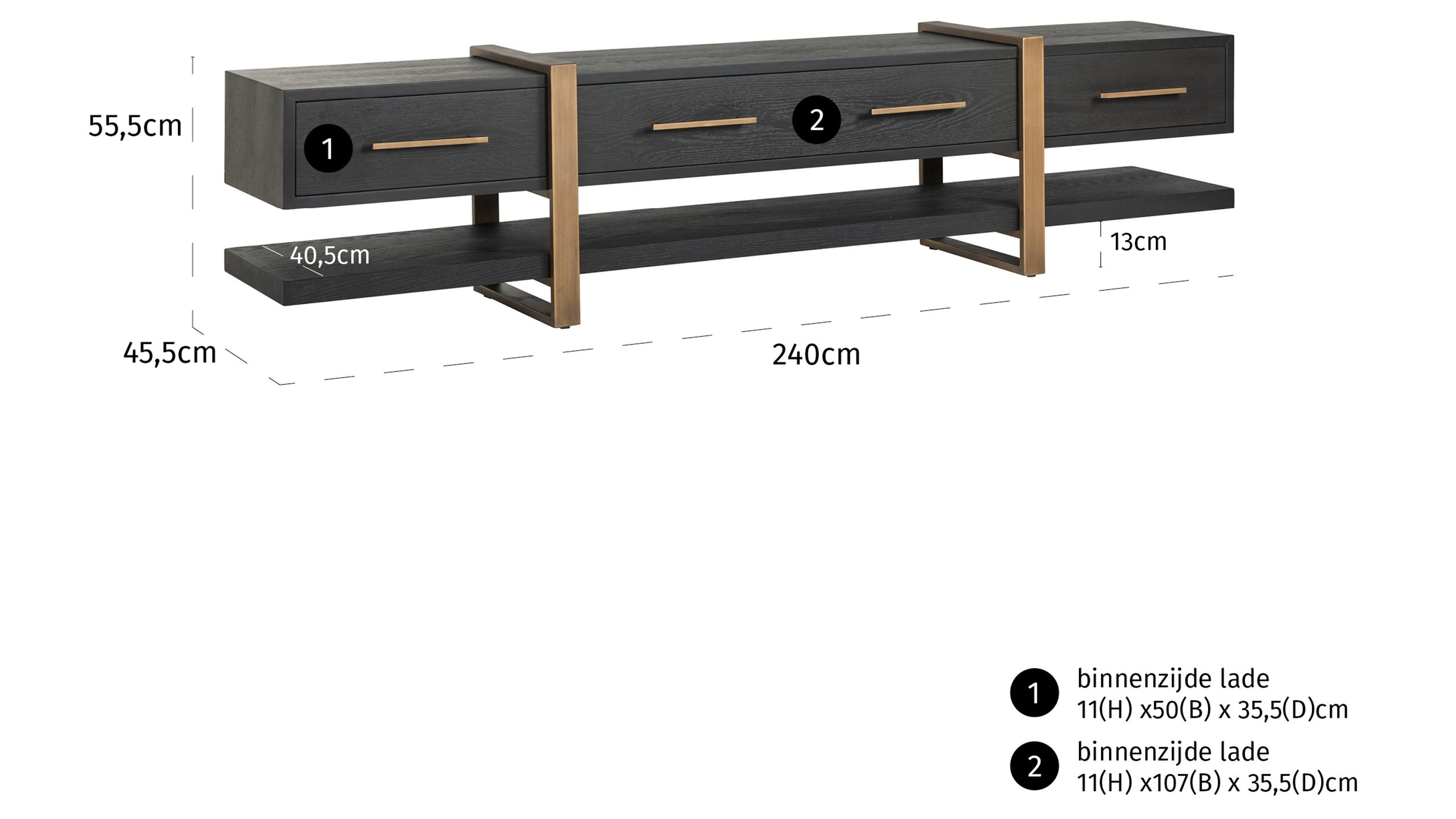Tv-dressoir 211173 Cambon B240 x D45.5 x H55.5 cm