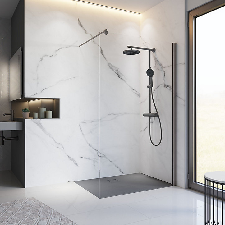 Paroi de douche à l'italienne 140x200 cm, gun metal, Schulte NewStyle