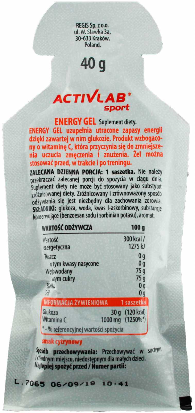 Activlab Run & Bike Energy Gel 40g