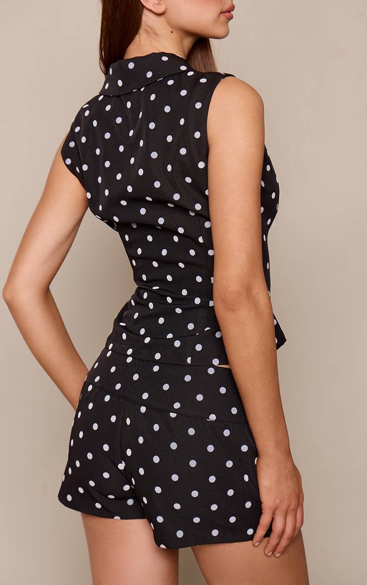 Noir Ensemble Coordonné Short Tailleur À Pois