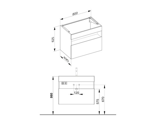 KEUCO Stageline wastafelmeubel met LED-verlichting, BxHxD 80 x 62,5 cm x 49 cm, frontkleur wit hoogglans, 32862300100