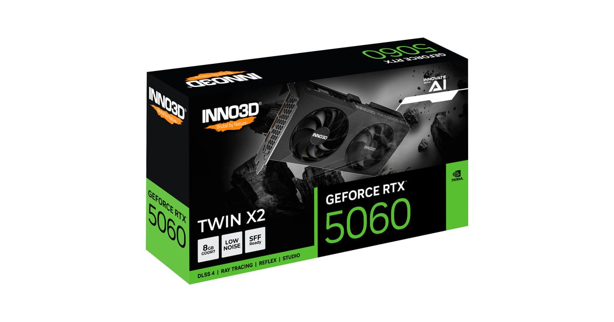 INNO3DGeForce RTX 5060 TWIN X2 8GB grafische kaart  (DLSS 4, 3x DisplayPort, 1x HDMI 2.1)