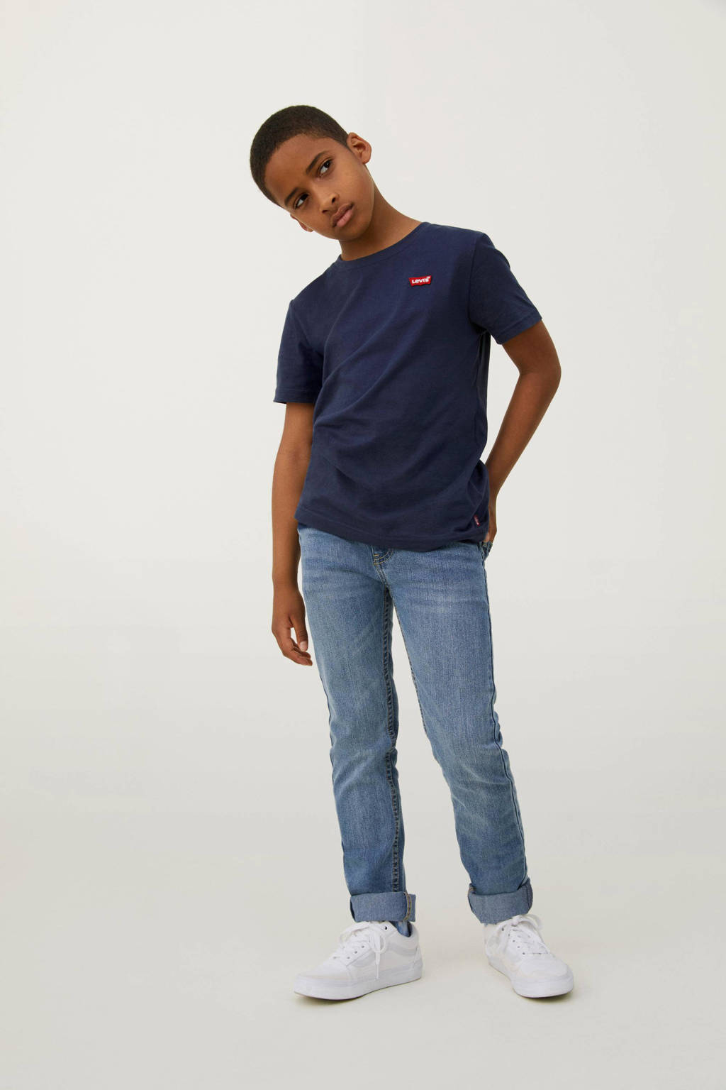 Levi's basic T-shirt Batwing chest met logo donkerblauw