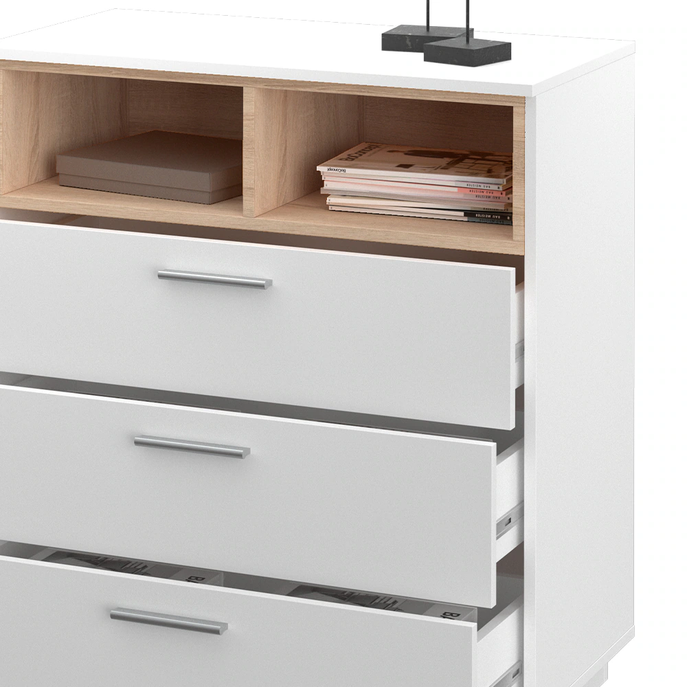 Vicco Kommode Highboard Anrichte Beatrice Weiß 3 Schubladen Sideboard Regal