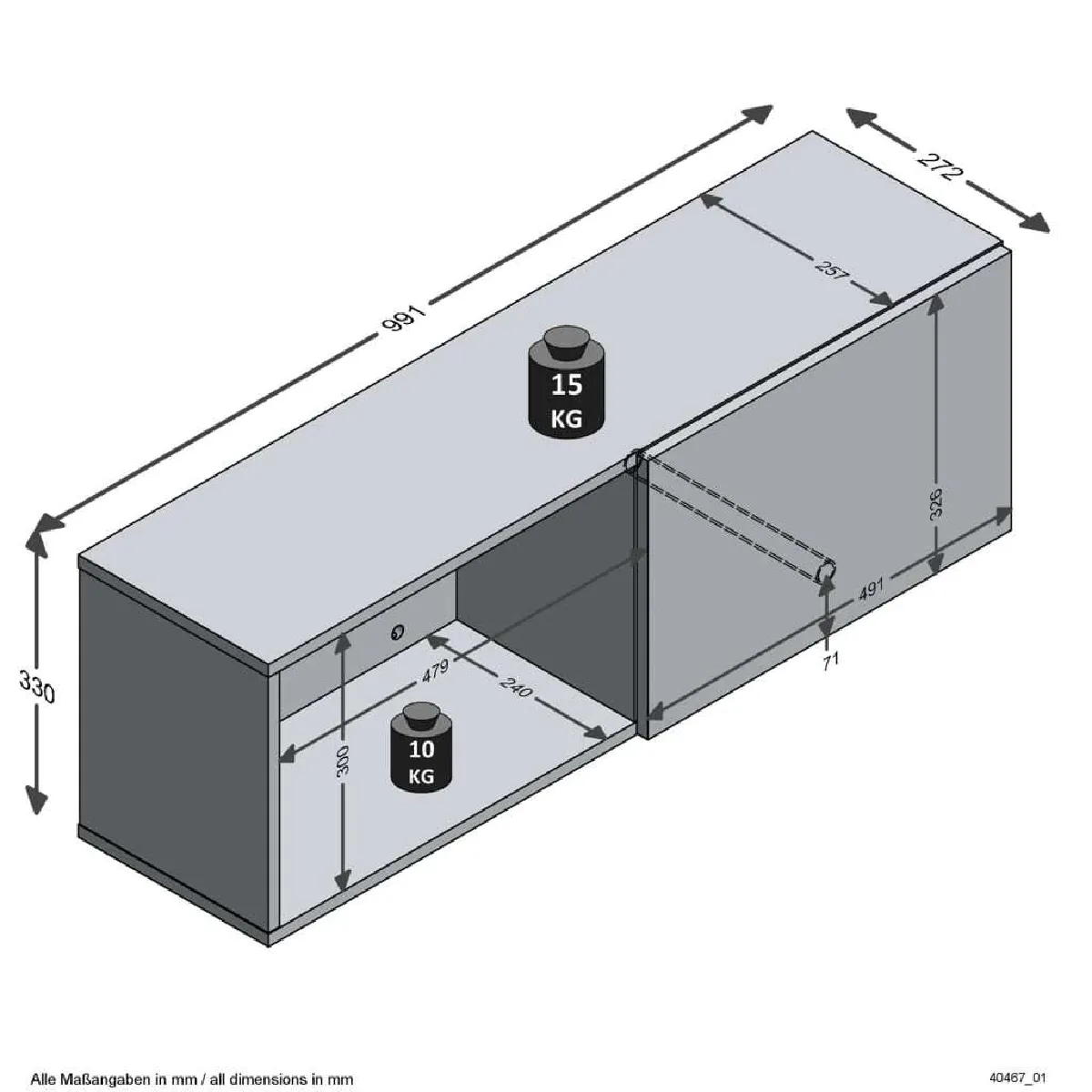 FMD Porte-manteau mural avec compartiment noir