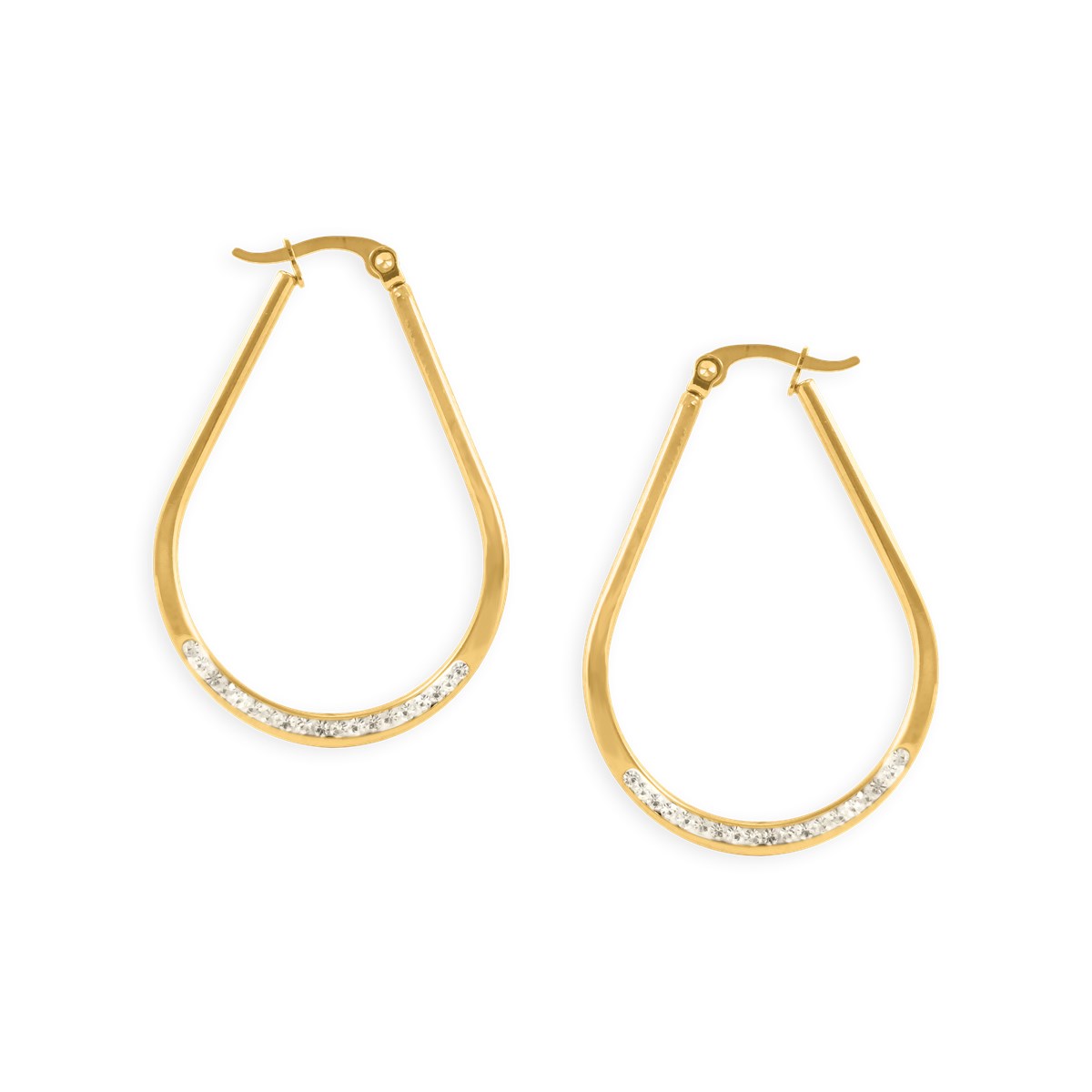 Boucles d'oreilles créoles acier plaqué jaune avec oxydes de zirconium
