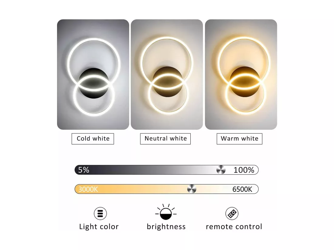 NETTLIFE Plafonnier LED 76W Dimmable Design Moderne Lampe de Salon avec Télécommande pour Chambre à Coucher Cuisine