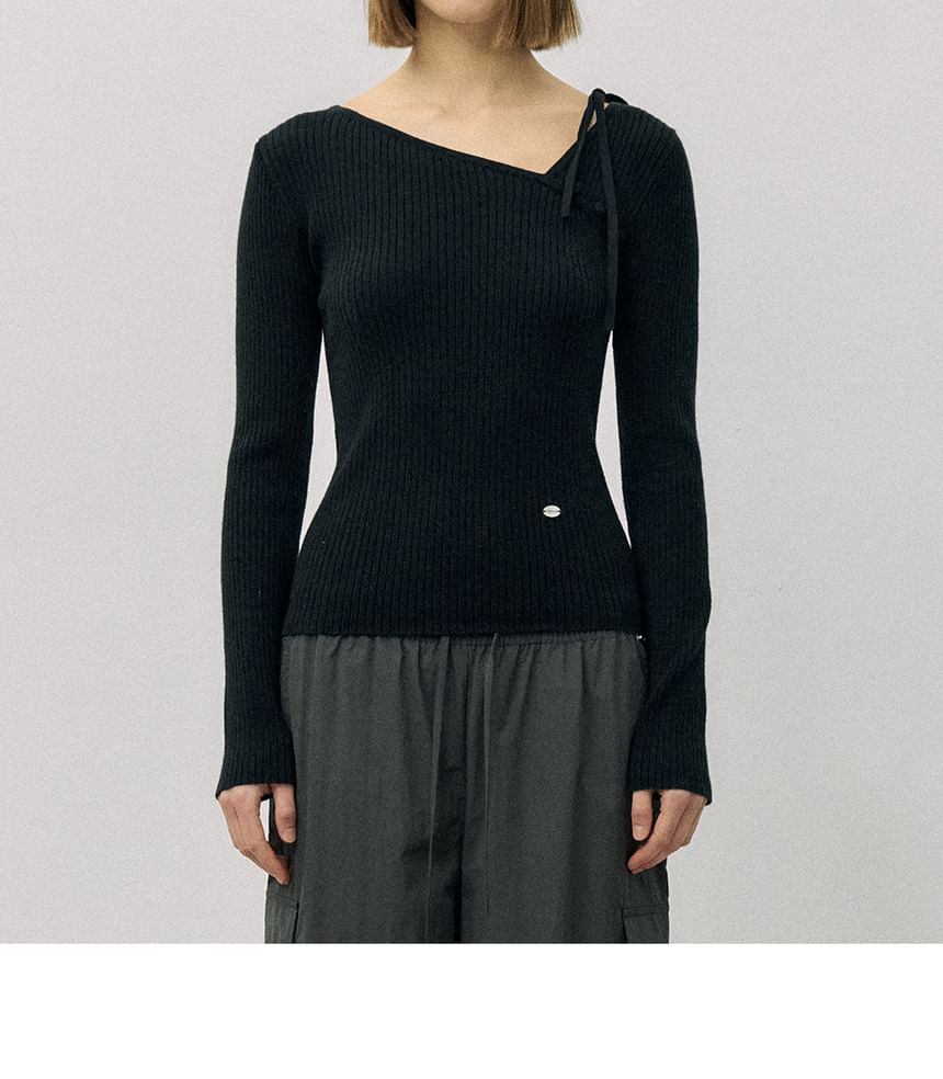 rolarola - Asymmetrische top met ribbreisel (zwart)