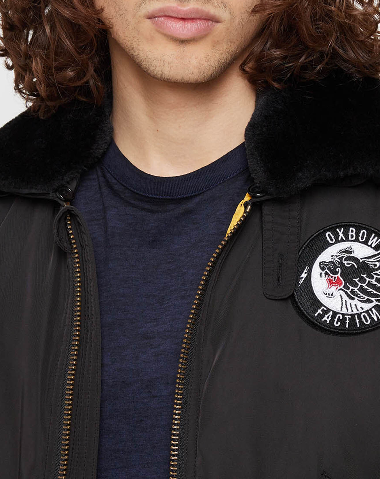 Oxbow Bombers matelassé col fausse fourrure noir