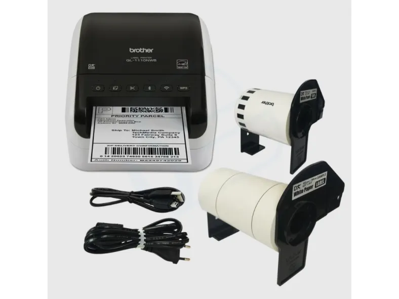Brother QL-1110NWB - Etiketprinter - direkte termisk - Rulle (10,36 cm) - 300 x 300 dpi - op til 110 mm/sek. - USB 2.0, Bluetooth 2.1 EDR - skærer