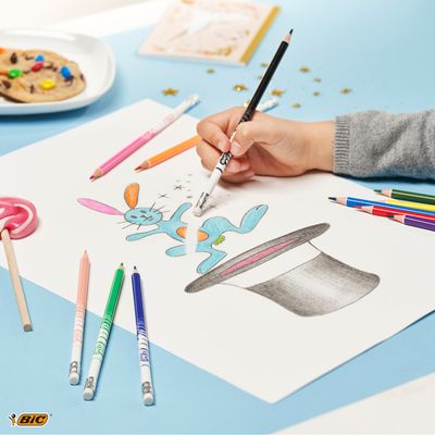 BIC Kids Evolution Illusion - 12 Crayons de couleur effaçables